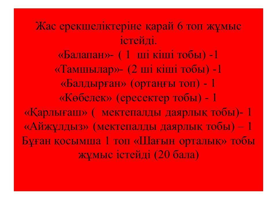 Балабақша мәліметтері